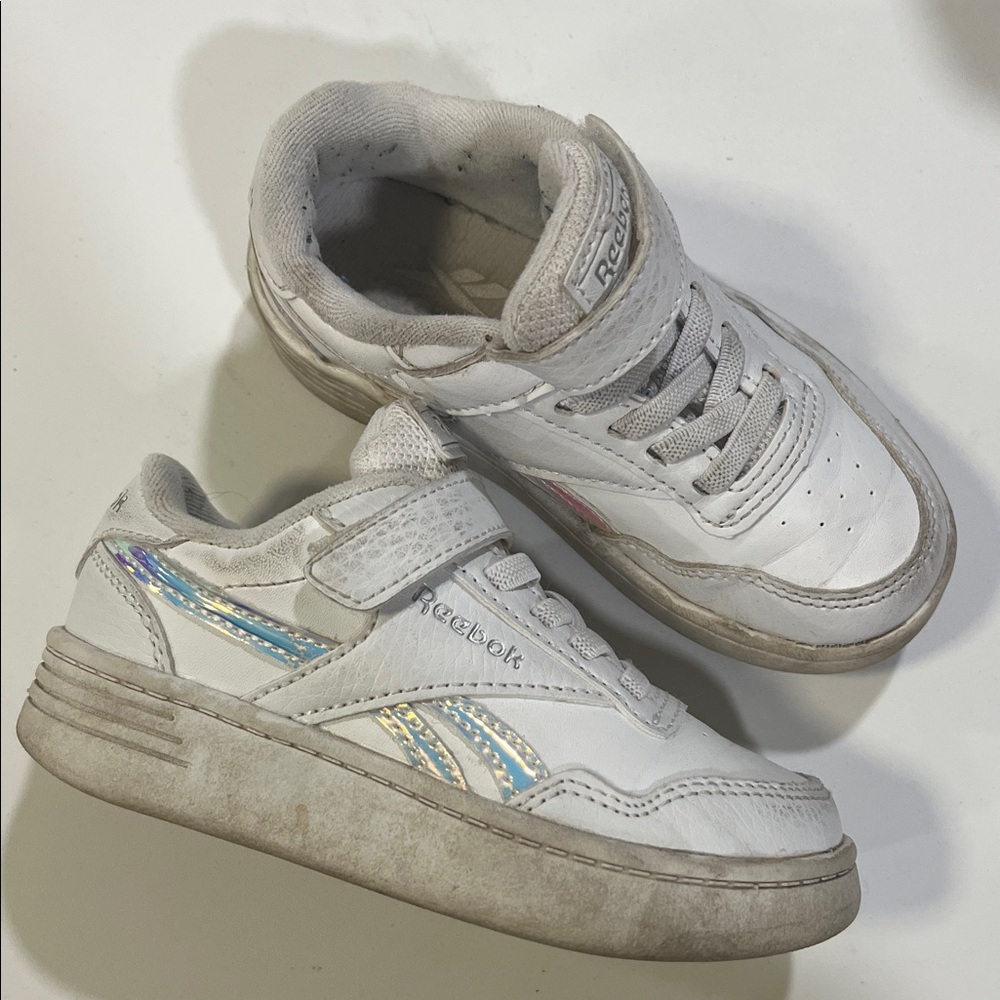 Reebok Kids White and Silver Sneakers